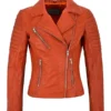 womens-orange-leather-biker-jacket
