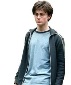 Gryffindor Harry Potter track jacket in a dark fabric with contrasting white sleeve stripes for a classic, casual look.