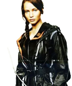 Hunger Games arena jacket full outfit with Katniss forest Black jacket and bow ready