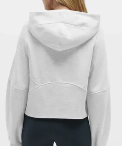 Back of the heathered grey Los Angeles Rams lululemon scuba half zip NFL edition hoodie.