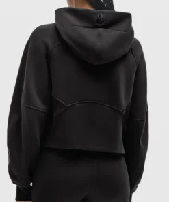 Back of the black New Orleans Saints lululemon NFL drop shoulder scuba oversized half zip hoodie.