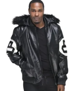 The iconic David Puddy Black Leather Jacket with red and yellow panels and the signature 8-ball logo.