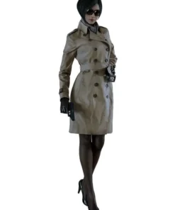 ada wong trench coat in a classic beige cotton-style fabric with a sophisticated finish.