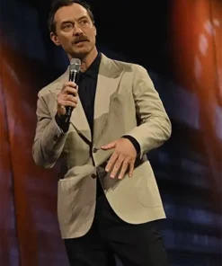 Skeleton Crew 2023 Blazer in a classic beige color as worn by Jude Law.