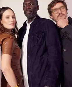 Front view of The Mandalorian Blue Suede Leather Jacket as seen in the series.