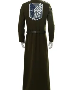 Eren Jaeger Green Coat featuring a masculine tailored fit and professional trench-style silhouette.
