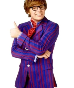 Austin Power Pinstripe Suit closure detail by America Jackets.