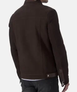 Suede Leather Cafe Racer Jacket front