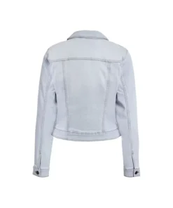 Back view of a premium light blue denim jacket mens style, showcasing clean stitching and high-quality denim jacket light blue men's design.