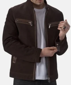 Suede Leather Cafe Racer Jacket men