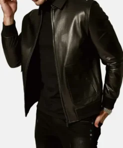 Men’s Classic Black Leather Jacket AJ