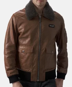 Brown Leather Flight Jacket front