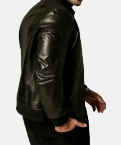 Men’s Classic Black Leather Jacket side