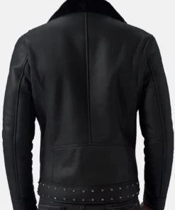 Studded Black Leather Jacket Rear