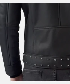 Studded Black Leather Jacket Back