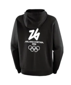 Milano Cortina 2026 Olympics Hoodie in a sleek onyx finish featuring a premium heavy-weight knit and a high-status athletic silhouette.