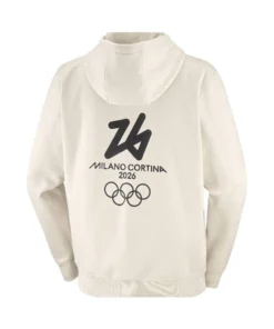 Milano Cortina 2026 Olympics Hoodie in a crisp alabaster colorway with a premium tailored fit and a high-status cinematic profile.