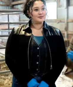 Brilliant Minds S02 Dana Dang Black Jacket with a detailed front closure view.