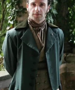 Wuthering Heights Edgar Linton Coat showcasing a classic period-drama aesthetic and a polished, high-end textile for a standout look.