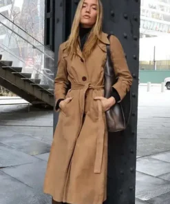Olivia Ponton brown coat NYC 2026 long trench look