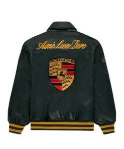 Aime Leon Dore Porsche 993 Leather Jacket with a professional tailored fit and a sturdy heritage collar design.