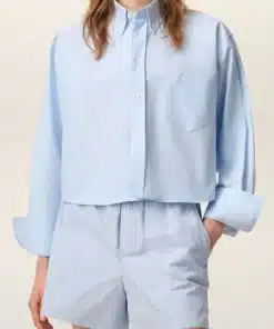 Anne Hathaway The Devil Wears Prada 2 Blue Shirt featuring a professional silhouette and high quality fabric finish.