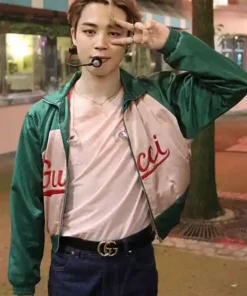 BTS Jimin Green Jacket with professional grade tailoring and a sturdy high fashion aesthetic for a bold look.