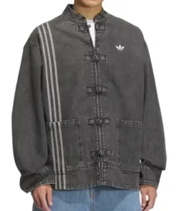 Chinese New Year Dark Grey Denim Jacket in a rich charcoal tone with professional grade embroidery details.