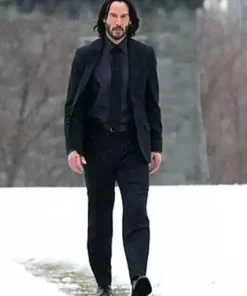 John Wick Chapter 4 Keanu Reeves Black Suit featuring a sleek tailored design and classic dark super appearance.