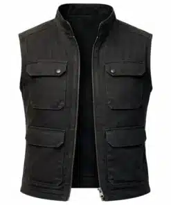 The Wrecking Crew Dave Bautista Black Vest featuring a tactical front design with multiple utility pockets.