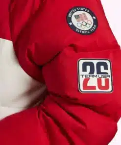 Team USA 2026 Opening Ceremony Puffer Jacket featuring the official red white and blue team colors.